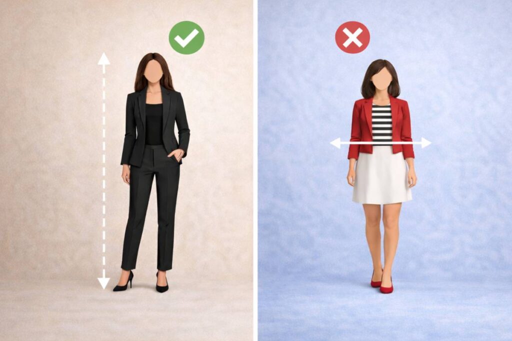 چطور قدبلندتر دیده شویم؟ 1 مقایسه استایل زنانه درست و نادرست برای قدبلندتر دیده شدن