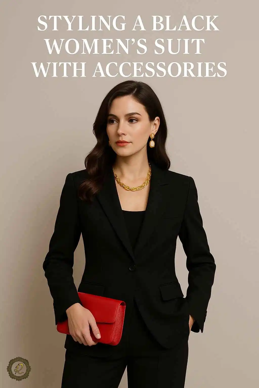 راهنمای ست کردن کت و شلوار زنانه با اکسسوری 2 ست کردن کت و شلوار مشکی زنانه با اکسسوریهای خاص