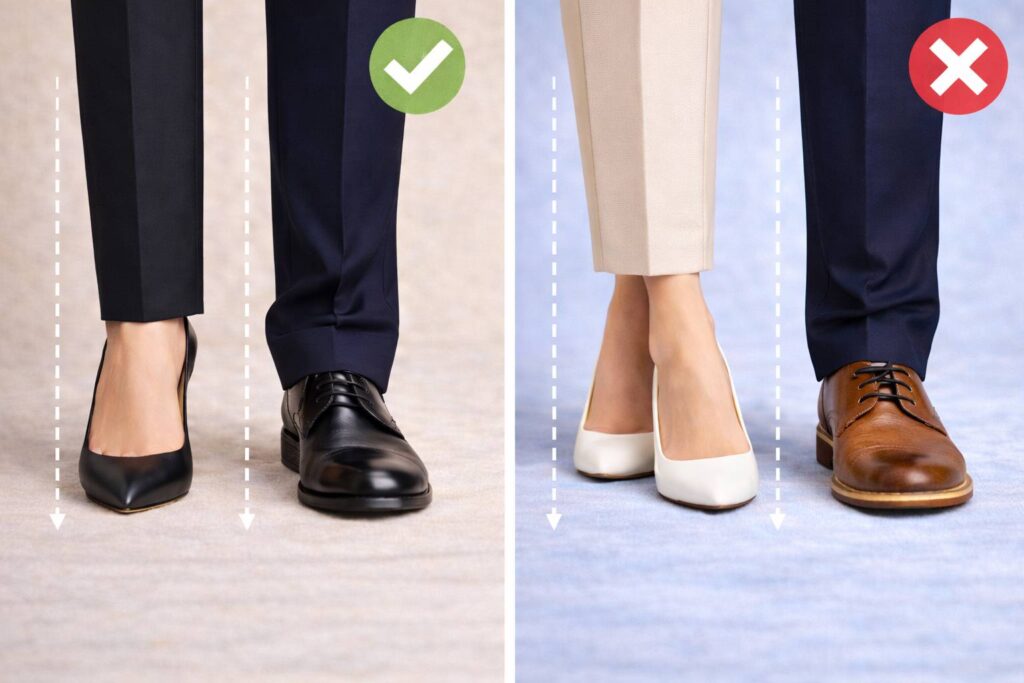 چطور قدبلندتر دیده شویم؟ 4 تأثیر رنگ کفش در قطع یا ادامه خط پا برای قدبلندتر دیده شدن