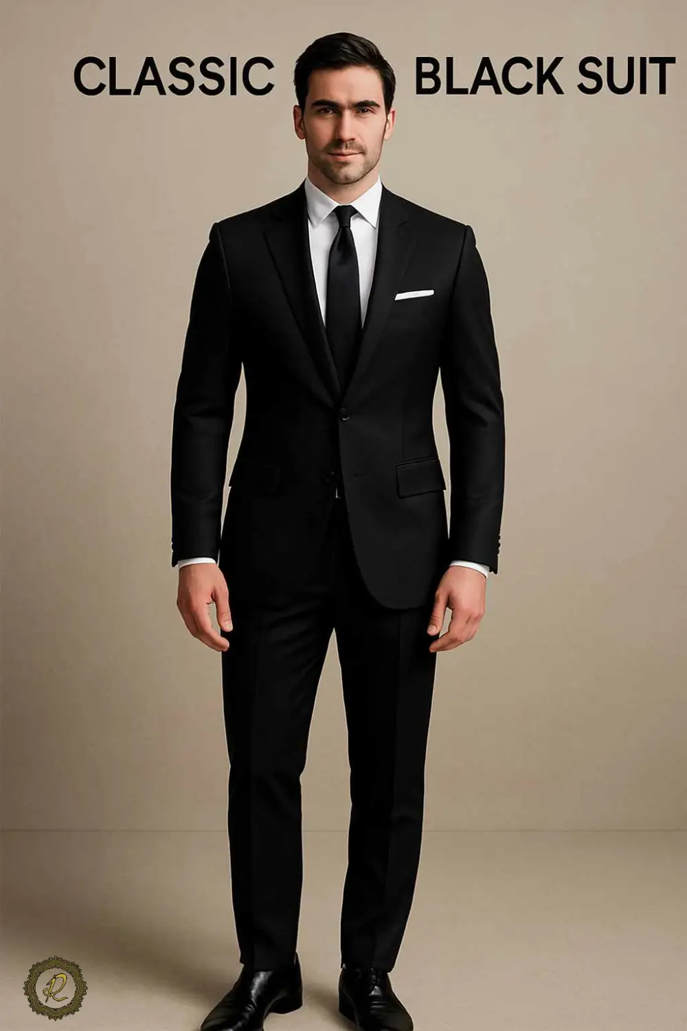 ترندهای کتوشلوار دامادی در سال ۱۴۰۴؛ چه رنگهایی در مراسمها میدرخشند؟ 1 کتوشلوار مشکی؛ انتخاب مطمئن و همیشه شیک