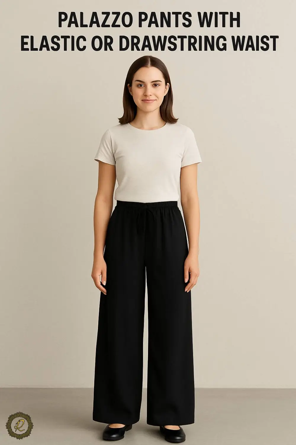 مدلهای شلوار دامنی (پالازو) و روش ست کردن با استایلهای ۱۴۰۴ 2 شلوار دامنی با کمر کشی یا بند دار