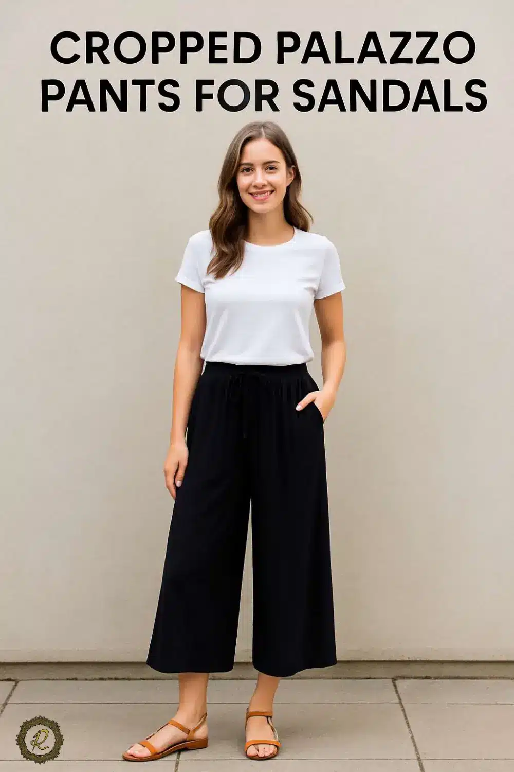 مدلهای شلوار دامنی (پالازو) و روش ست کردن با استایلهای ۱۴۰۴ 4 شلوار دامنی کوتاهشده مناسب صندل و تابستان