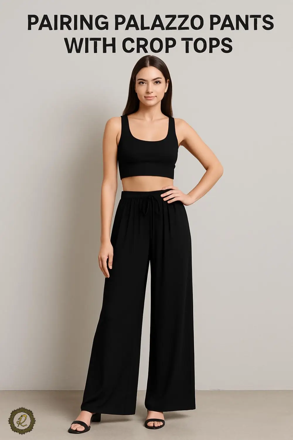 مدلهای شلوار دامنی (پالازو) و روش ست کردن با استایلهای ۱۴۰۴ 7 ست کردن شلوار پالازو با تاپ کراپ یا کوتاه