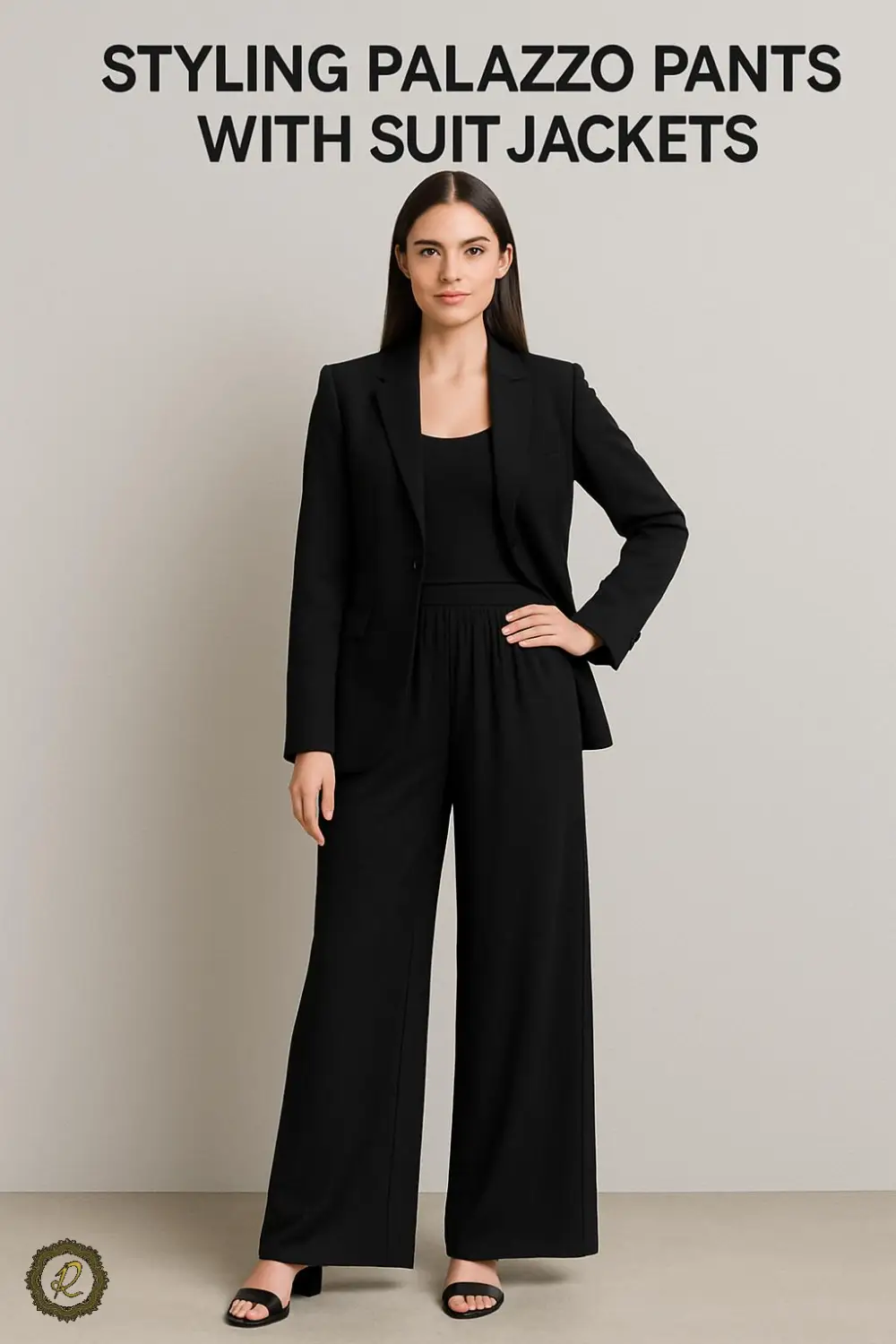 مدلهای شلوار دامنی (پالازو) و روش ست کردن با استایلهای ۱۴۰۴ 8 شلوار دامنی در کنار کت رسمی یا کت شلوار مردانه