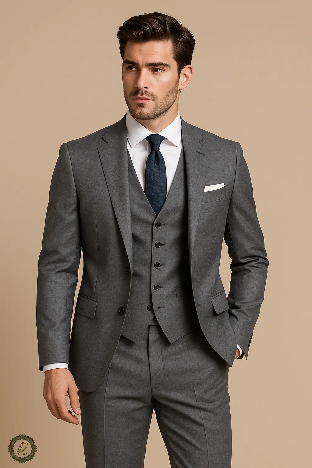  کت شلوار سه‌تکه مدرن دامادی با جلیقه ست