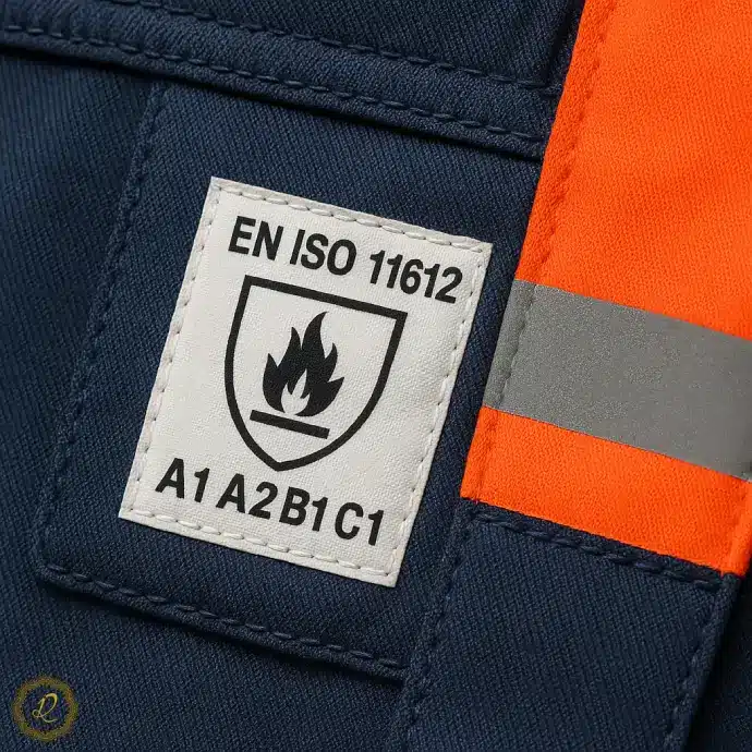راهنمای خرید لباس کار صنعتی؛ از انتخاب پارچه تا ایمنی 2 برچسب استاندارد EN ISO 11612 روی لباس کار ضدحریق