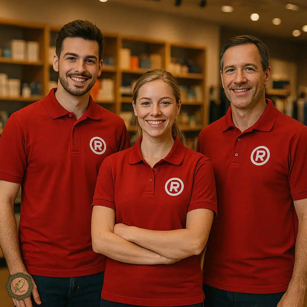 تیشرت کار ساده یا سفارشی؟ بررسی مزایا و معایب 4 تیمی از کارکنان فروشگاه با تیشرتهای سفارشی و هماهنگ