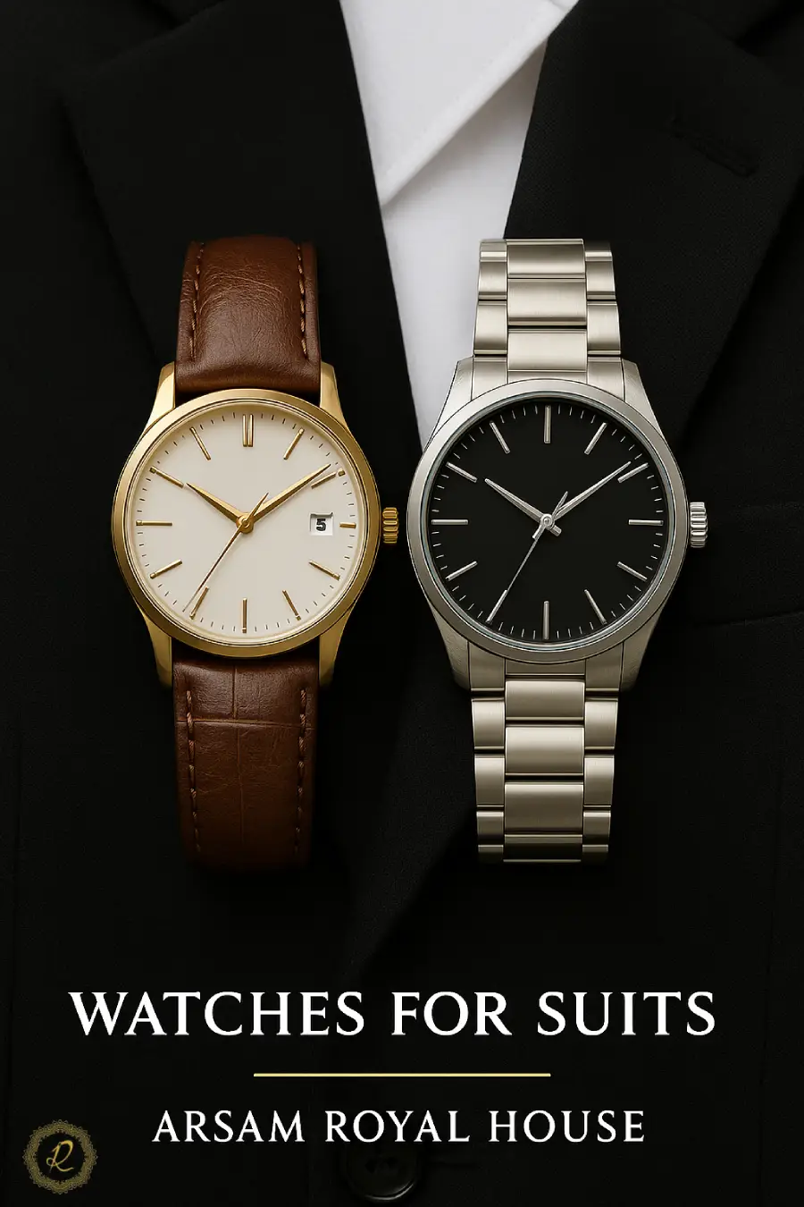 چگونه اکسسوری (ساعت، کمربند، کراوات) را درست انتخاب کنیم؟ 1 ساعت بند چرمی و فلزی مناسب کت شلوار مشکی و کت شلوار شخصیدوزی
