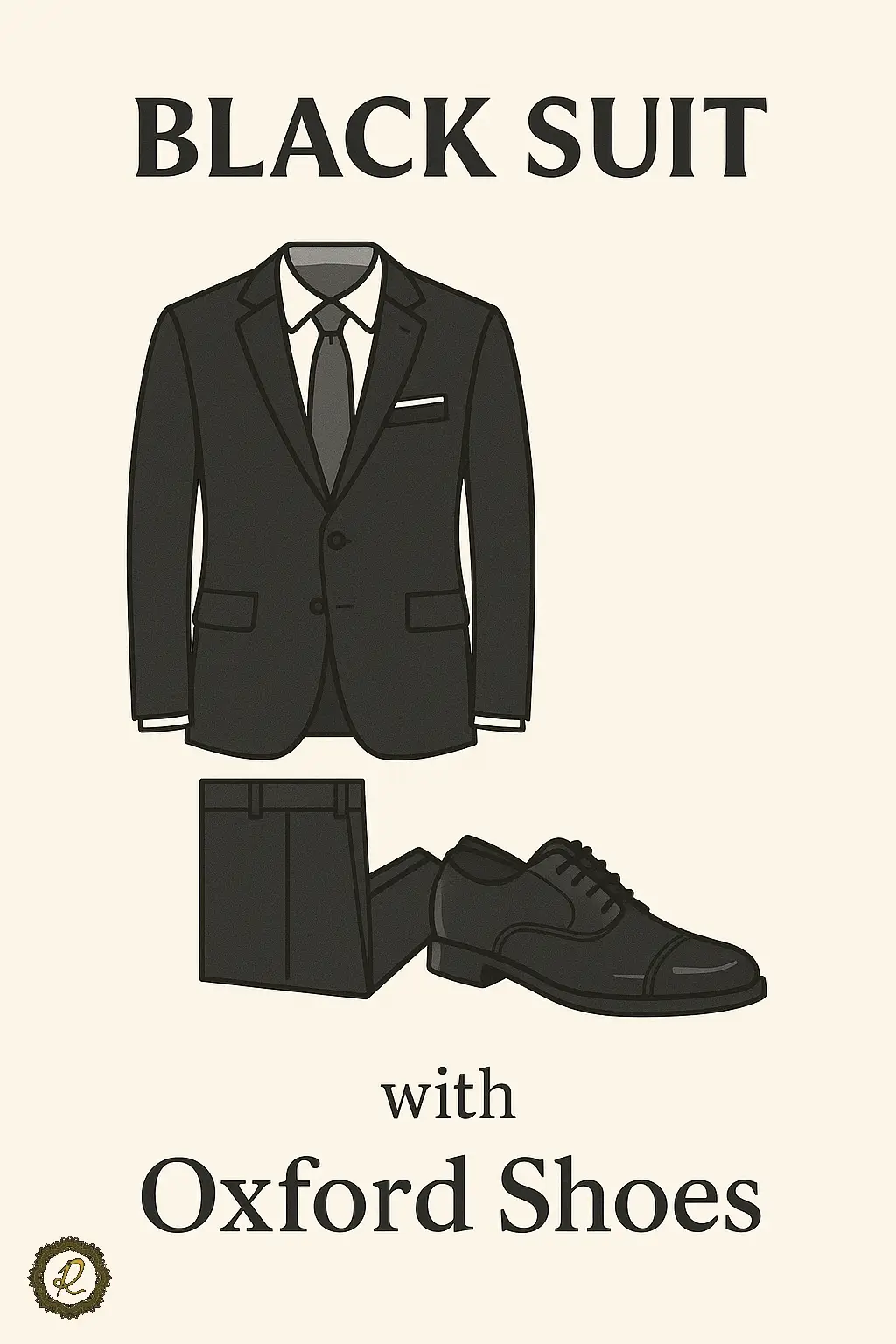 چه کفشی با چه لباسی ست میشود؟ راهنمای جامع کفش و لباس ست 1 ست کتوشلوار مشکی مردانه با کفش Oxford رسمی