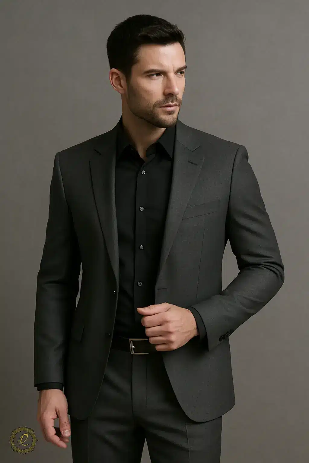 چه رنگ پیراهنی با کت و شلوار طوسی؟ راهنمای انتخاب دقیق 2 ست کت و شلوار طوسی تیره با پیراهن مشکی