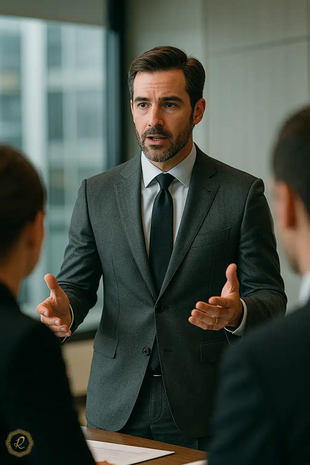 کت شلوار مشکی یا طوسی؟ راهنمای انتخاب برای مجالس رسمی 3 کت شلوار طوسی در جلسه رسمی کاری