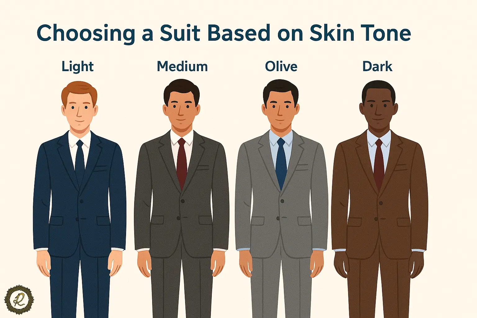 کت شلوار مشکی یا طوسی؟ راهنمای انتخاب برای مجالس رسمی 4 تطبیق رنگ کت شلوار با رنگ پوست