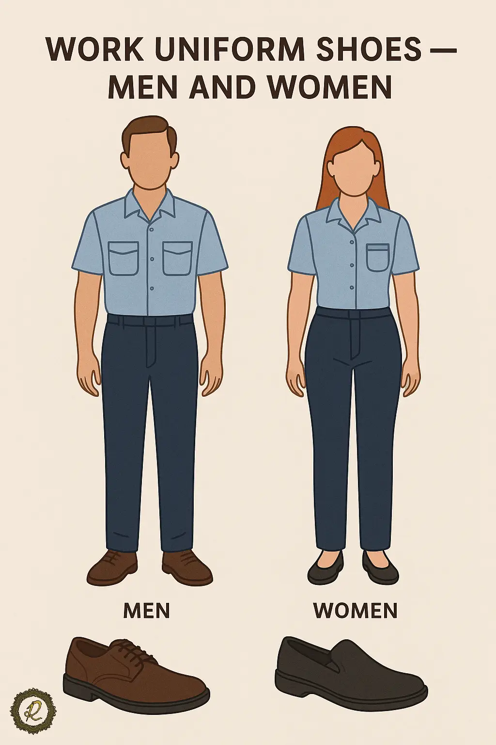 چه کفشی با چه لباسی ست میشود؟ راهنمای جامع کفش و لباس ست 4 کفش مناسب برای لباس فرم سازمانی مردانه و زنانه