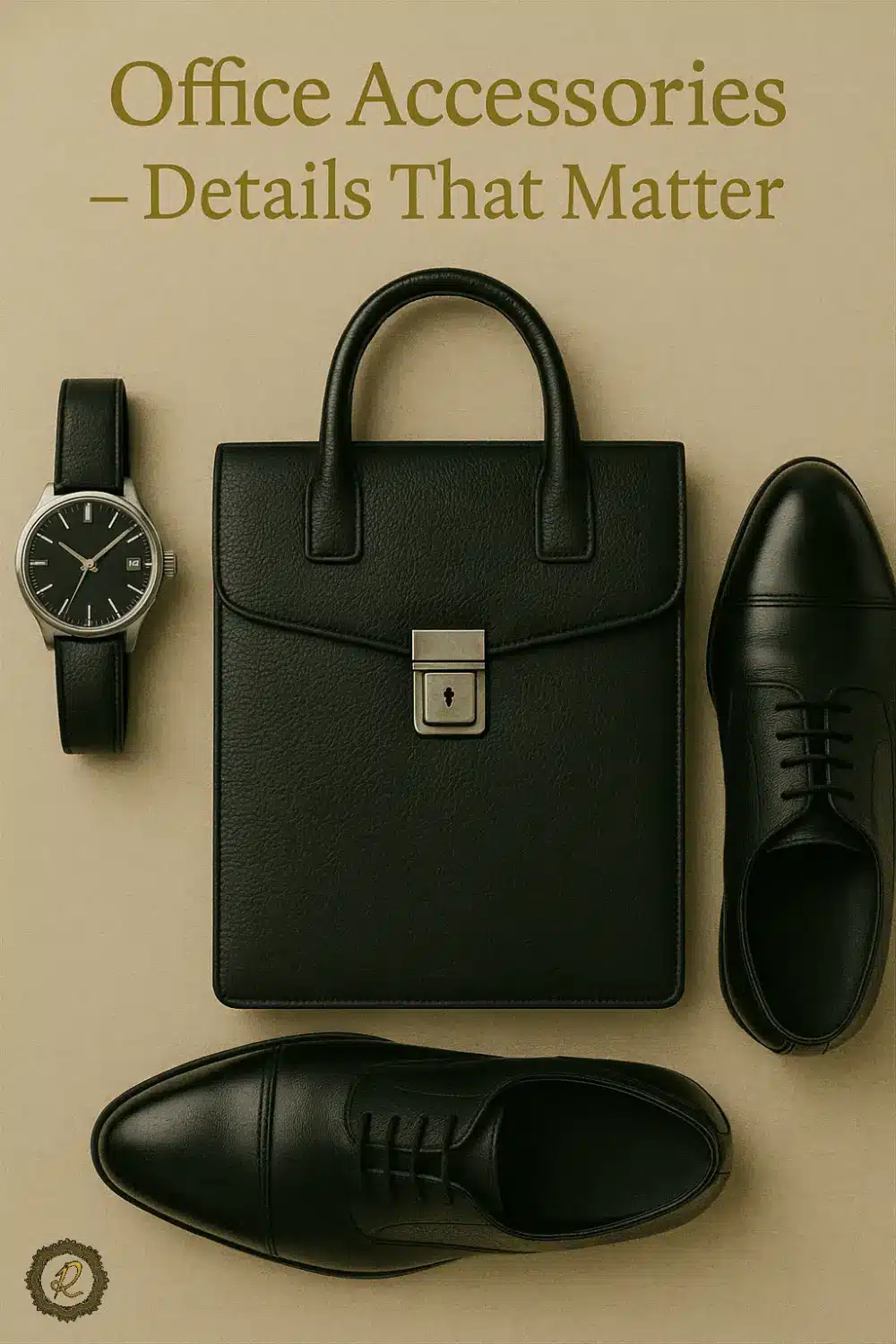 ساعت مچی رسمی، کیف چرمی و کفش اداری برای استایل کاری