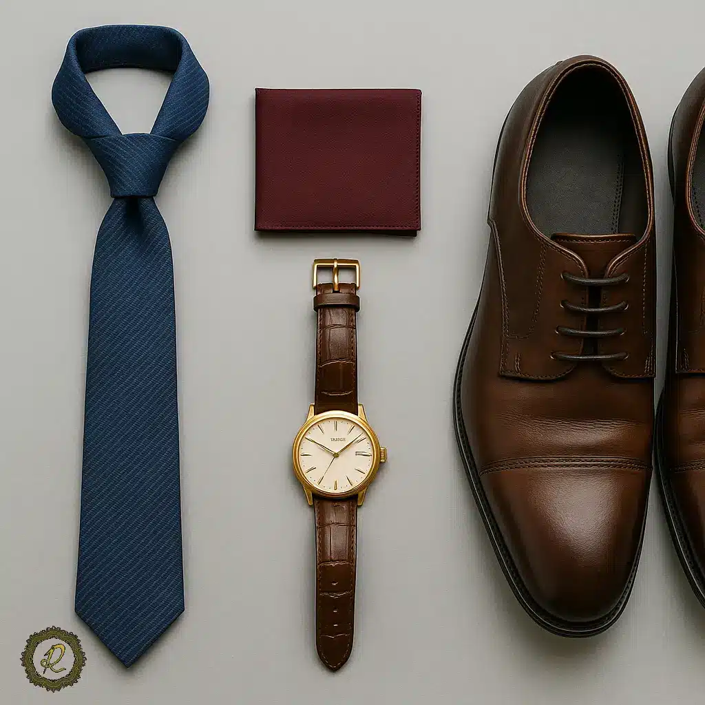 چگونه رنگ لباسها را ست کنیم؟ راهنمای کامل ست رنگ لباس 6 ست رنگی کراوات، کفش، کمربند و دستمال جیبی