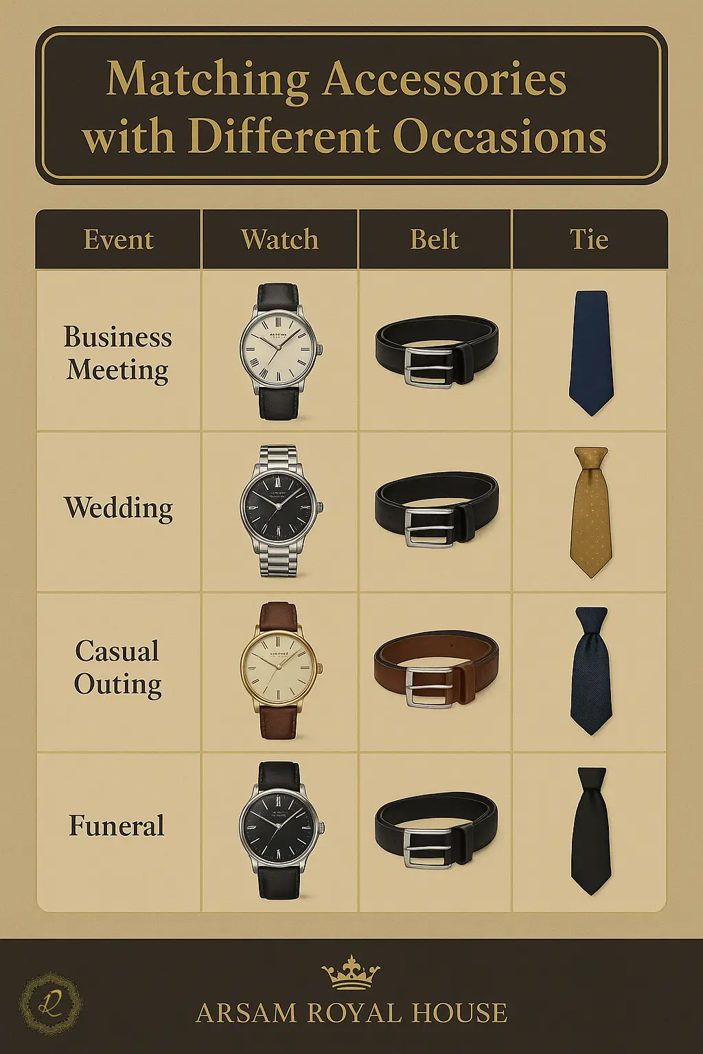 چگونه اکسسوری (ساعت، کمربند، کراوات) را درست انتخاب کنیم؟ 6 انتخاب اکسسوری مناسب برای محیط کاری، جلسات رسمی و مراسم عروسی