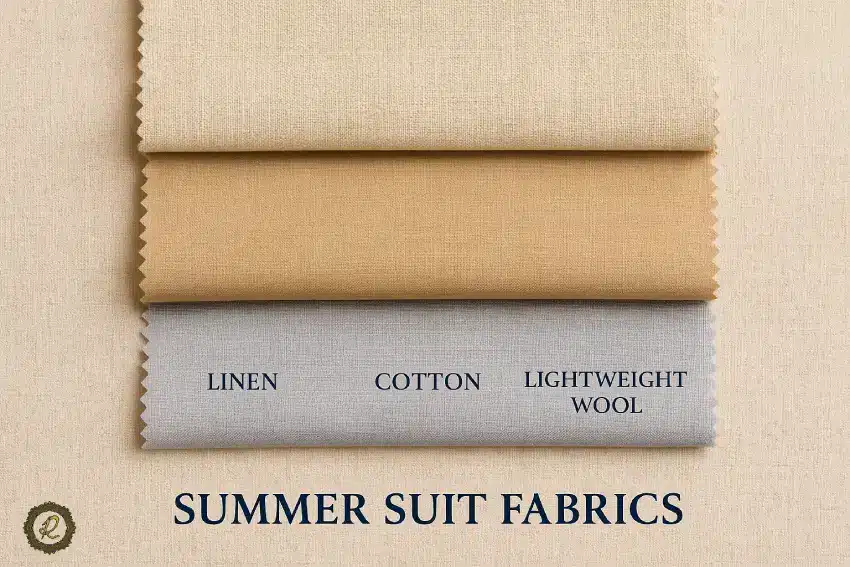 چطور کت شلوار مناسب فصل تابستان انتخاب کنیم؟ 1 نمونه پارچههای تابستانی مناسب دوخت کتوشلوار شامل لینن، کتان و فاستونی سبک