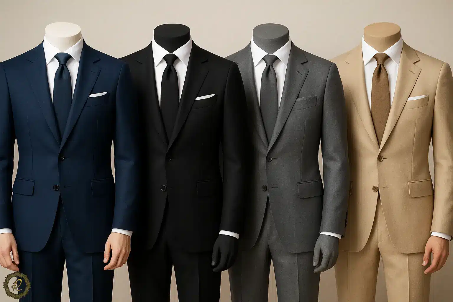 جدول رنگ‌های کت شلوار و معانی روانشناختی آن مثل سرمه‌ای، مشکی، طوسی، کرم