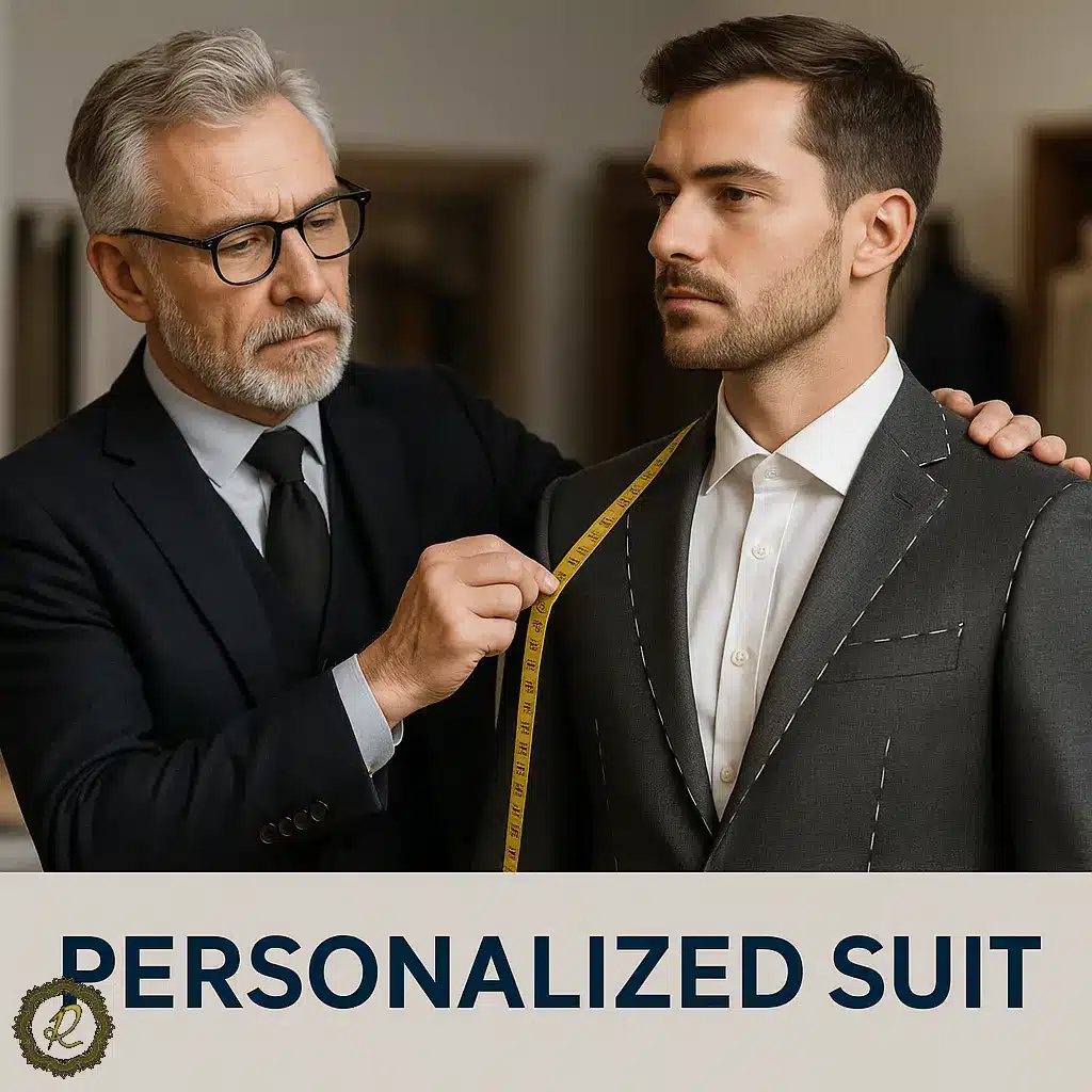 کت شلوار کلاسیک یا مدرن؟ کدام برای جلسات رسمی بهتر است 2 خیاط در حال اندازهگیری برای شخصی دوزی کت شلوار