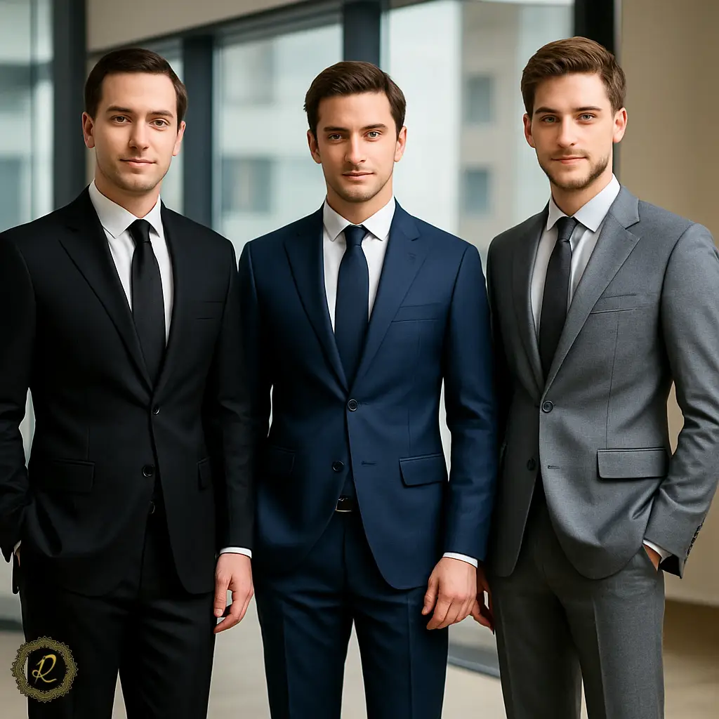 راهنمای انتخاب کتوشلوار برای مدیران جوان 3 کت شلوار مشکی، سرمهای و طوسی برای جلسات رسمی