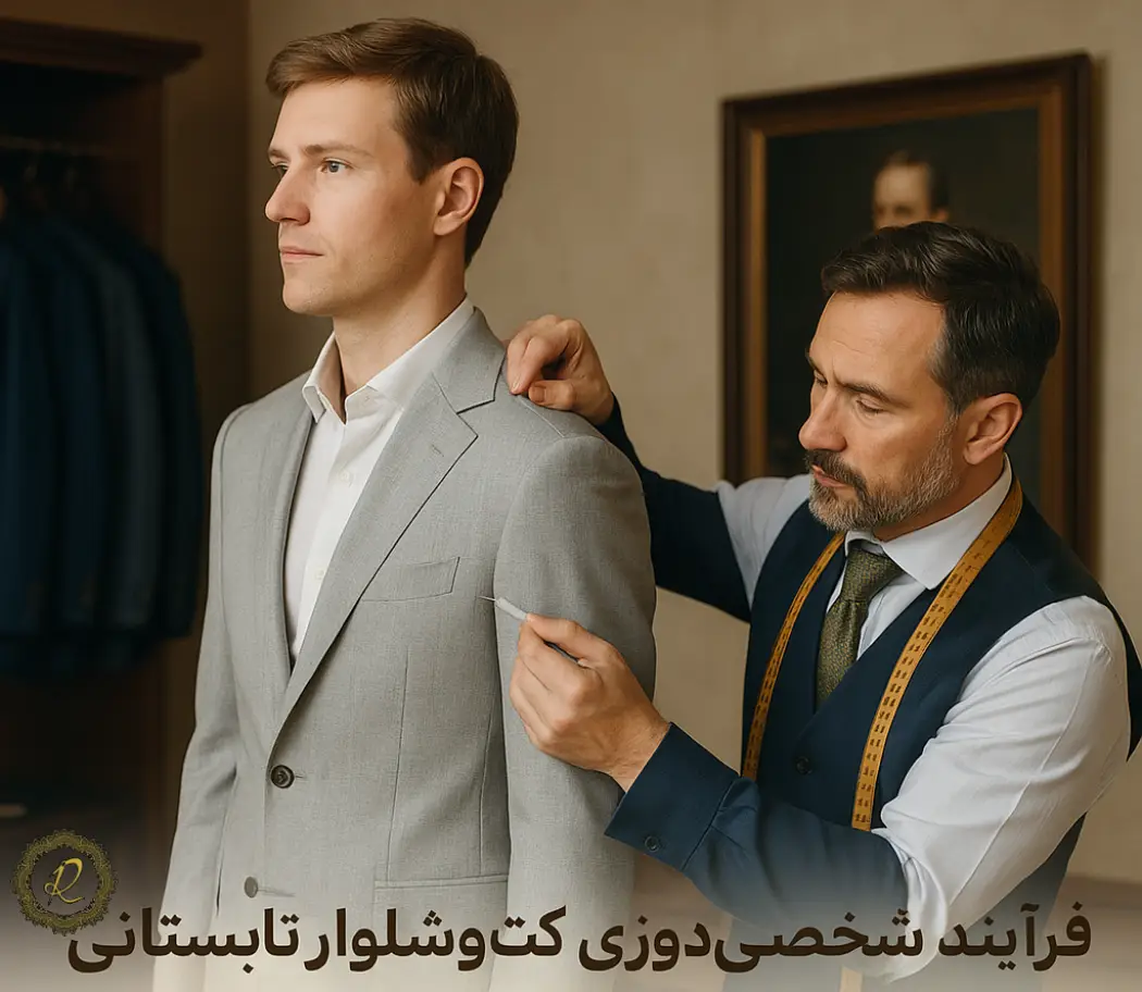 چطور کت شلوار مناسب فصل تابستان انتخاب کنیم؟ 3 فرآیند شخصیدوزی کتوشلوار تابستانی در سرای پادشاهان آرسام توسط خیاط حرفهای