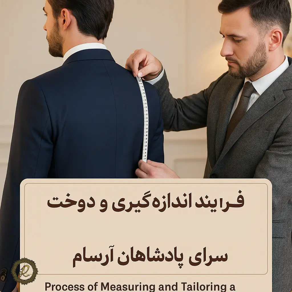 تفاوت کتوشلوار دامادی ایرانی و اروپایی 4 فرآیند اندازهگیری و دوخت کتوشلوار دامادی در سرای پادشاهان آرسام