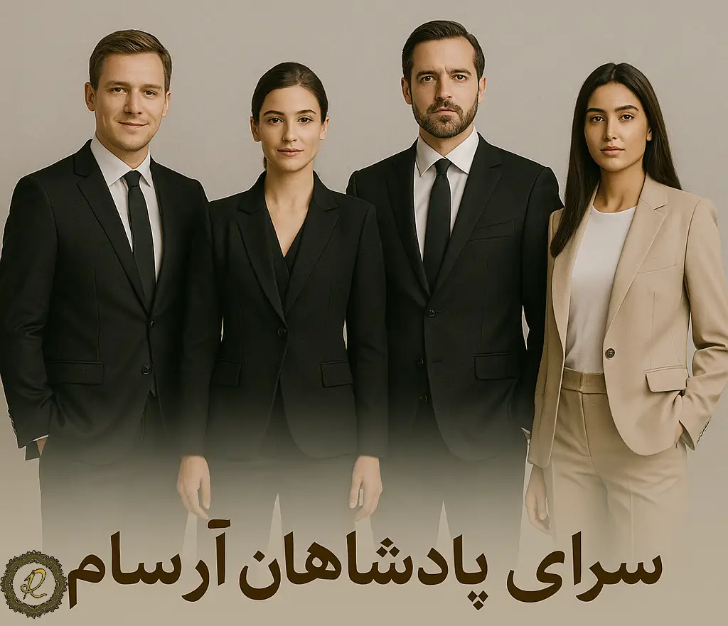 لوگو و فضای داخلی لوکس سرای پادشاهان آرسام برای سفارش دوخت کت شلوار