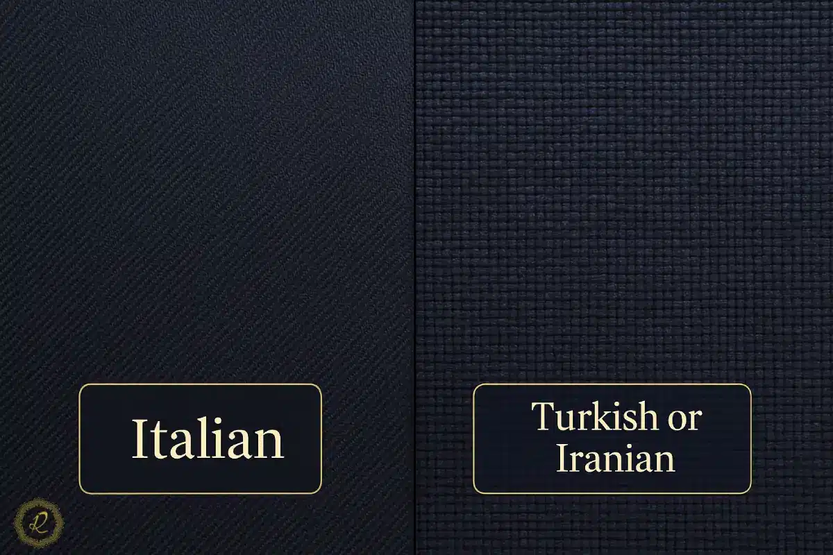 مقایسه نزدیک بافت پارچه ایتالیایی با پارچه ترکی یا ایرانی