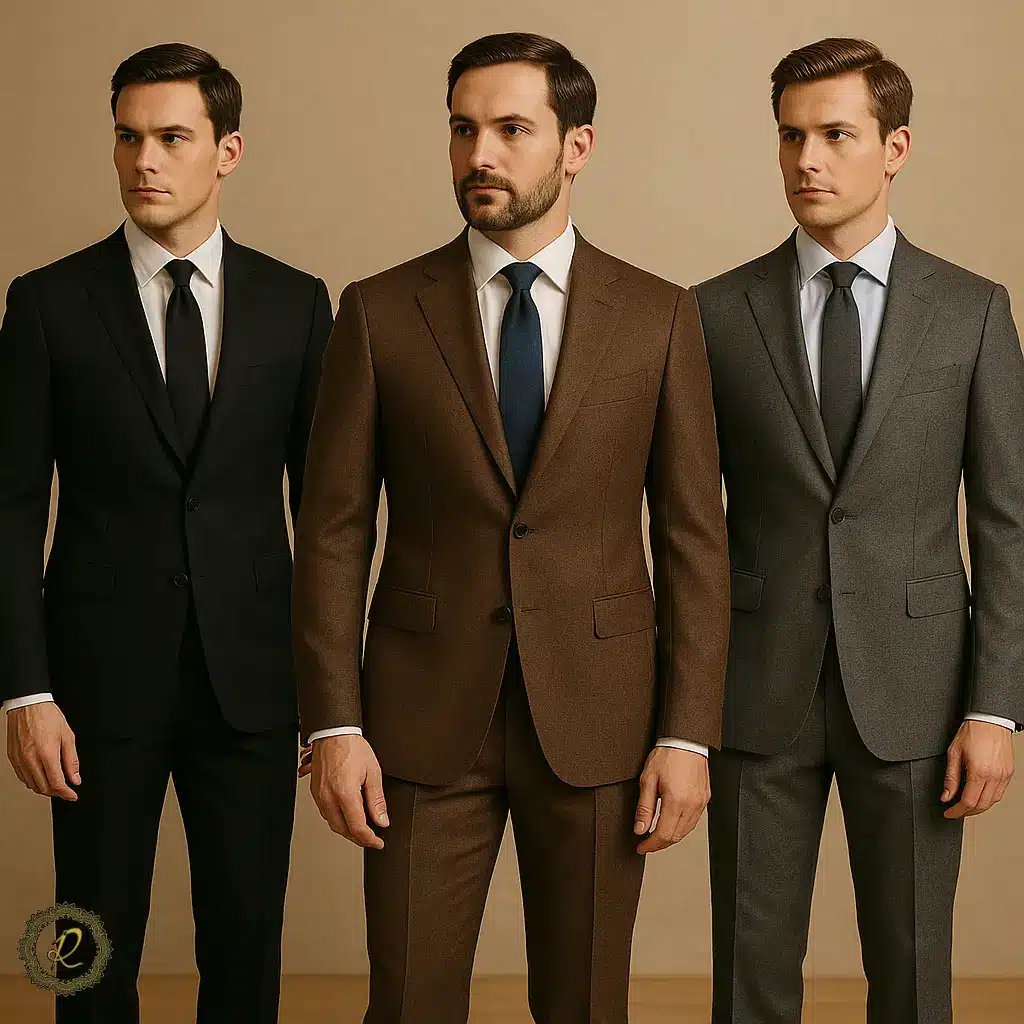  مدل‌های کت شلوار مردانه با رنگ‌های مشکی، قهوه‌ای و خاکستری برای موقعیت‌های مختلف