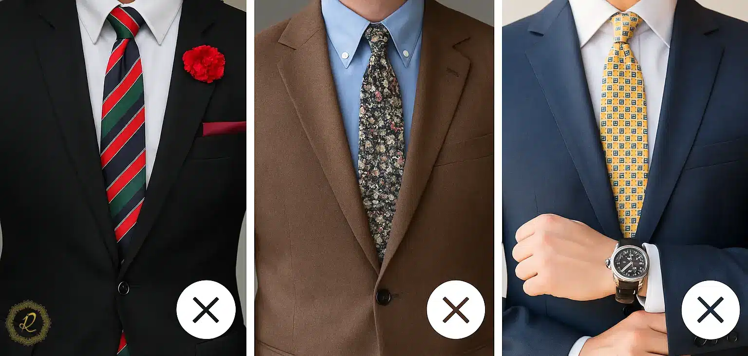نمونه‌های اشتباه در انتخاب اکسسوری برای کت‌وشلوار کلاسیک