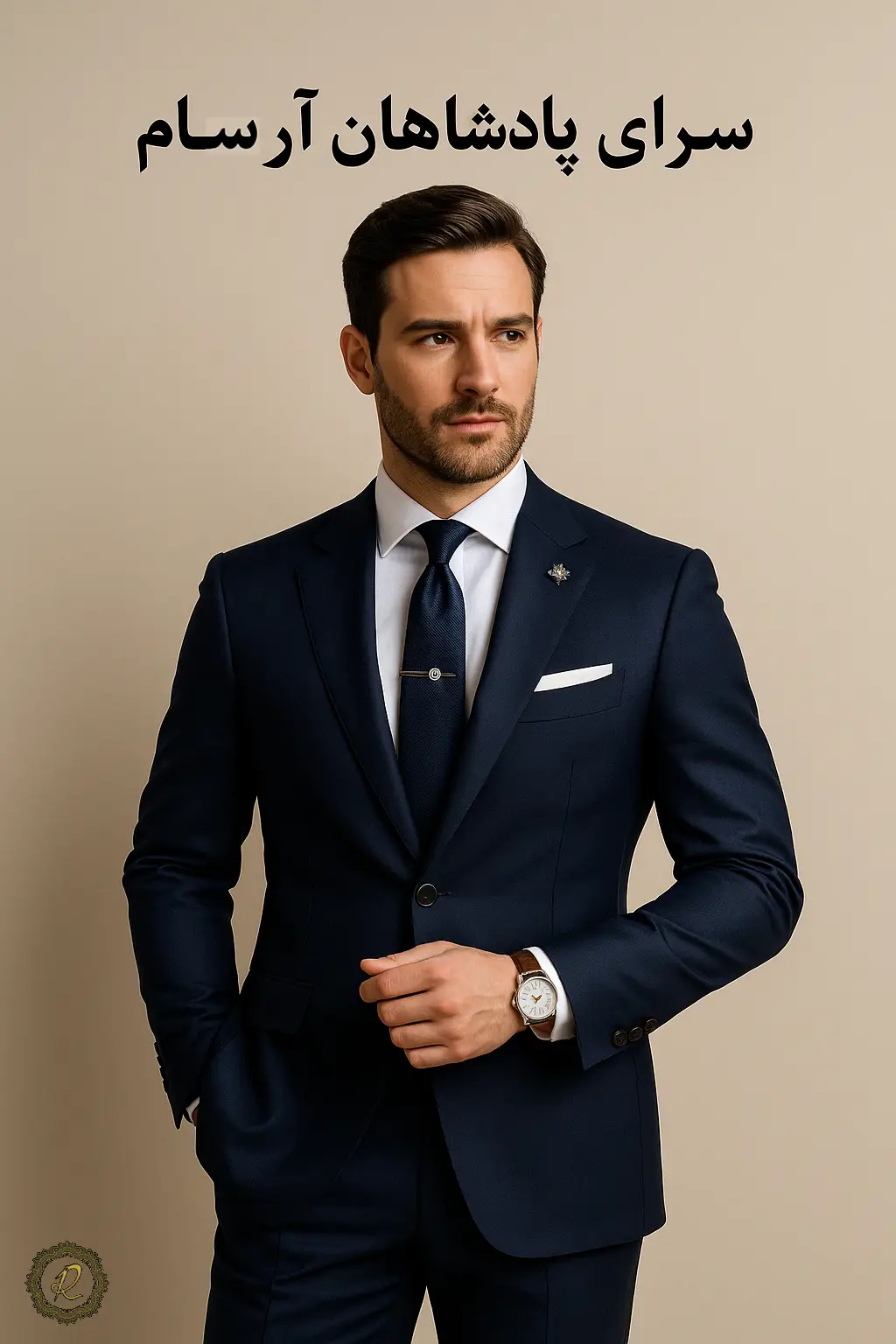 مرد جذاب با کت‌وشلوار شخصی‌دوزی و اکسسوری‌های مینیمال