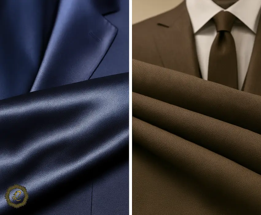 مقایسه پارچه‌های براق و مات برای دوخت کت شلوار مردانه و شخصی دوزی کت شلوار