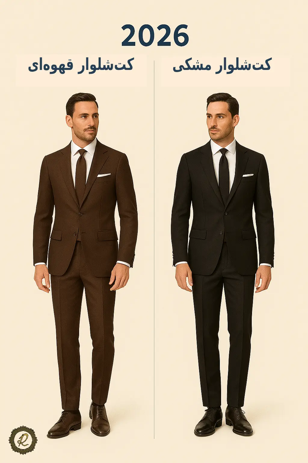 مقایسه استایل کت‌شلوار قهوه‌ای و کت‌شلوار مشکی در سال ۲۰۲۶