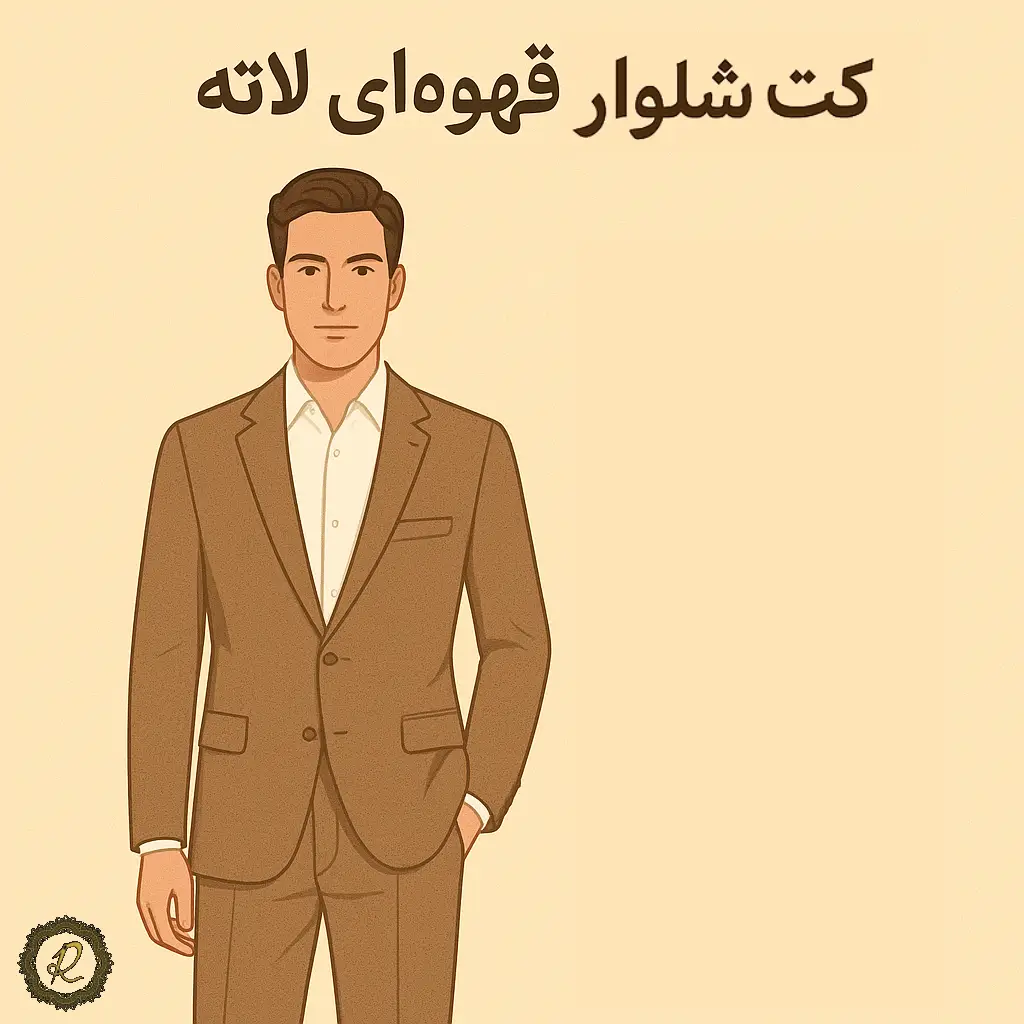 کت شلوار قهوه‌ای لاته مردانه با پارچه مات و استایل رسمی