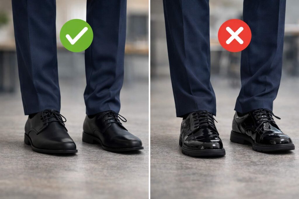 ست کفش و کیف اداری 1 مقایسه کفش اداری مناسب و نامناسب برای استایل رسمی