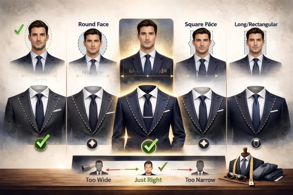 جدول دقیق تناسب قد، وزن و سایز کتوشلوار 2 انتخاب عرض یقه کت مناسب برای فرمهای مختلف صورت