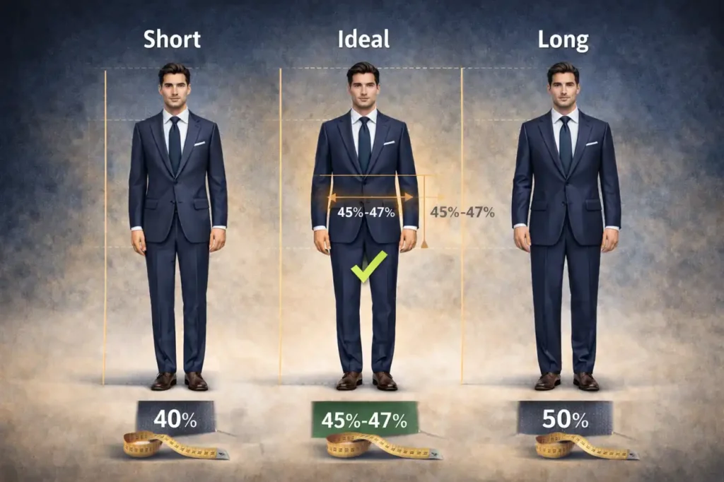 جدول دقیق تناسب قد، وزن و سایز کتوشلوار 3 نسبت استاندارد قد کت به قد بدن در کتوشلوار مردانه