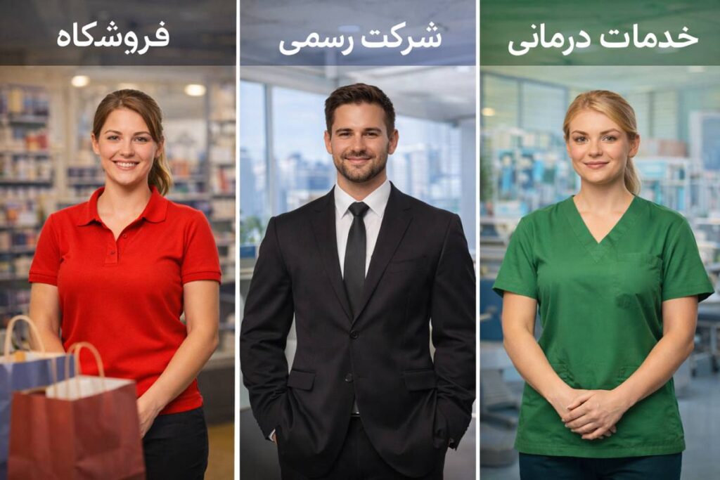 آیا رنگ یونیفرم سازمانی روی فروش تاثیر دارد؟ 3 انتخاب رنگ یونیفرم مناسب برای انواع کسبوکار