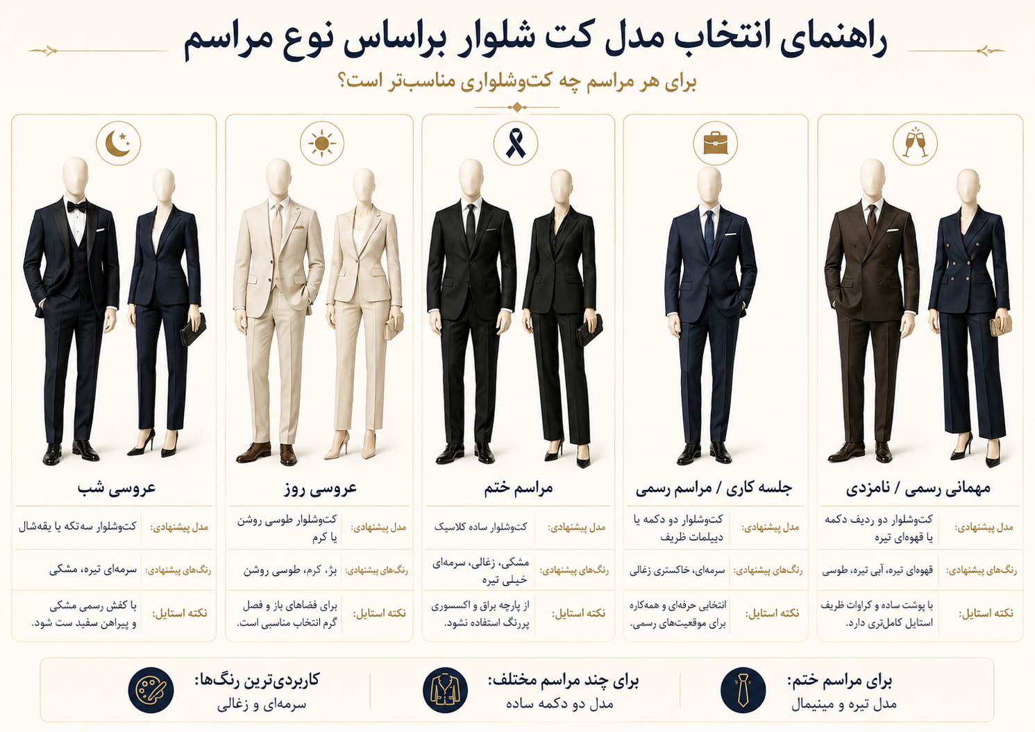 ۱۰ مدل کت شلواری که میشود در هر مراسمی پوشید 1 راهنمای انتخاب مدل کت شلوار براساس نوع مراسم شامل عروسی، ختم، مهمانی رسمی و جلسه کاری