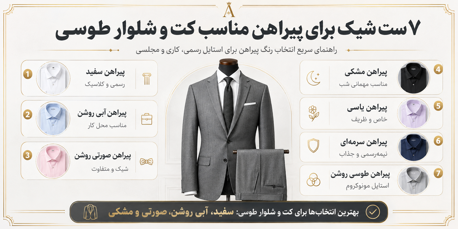 راهنمای ست کردن پیراهن با کت و شلوار طوسی