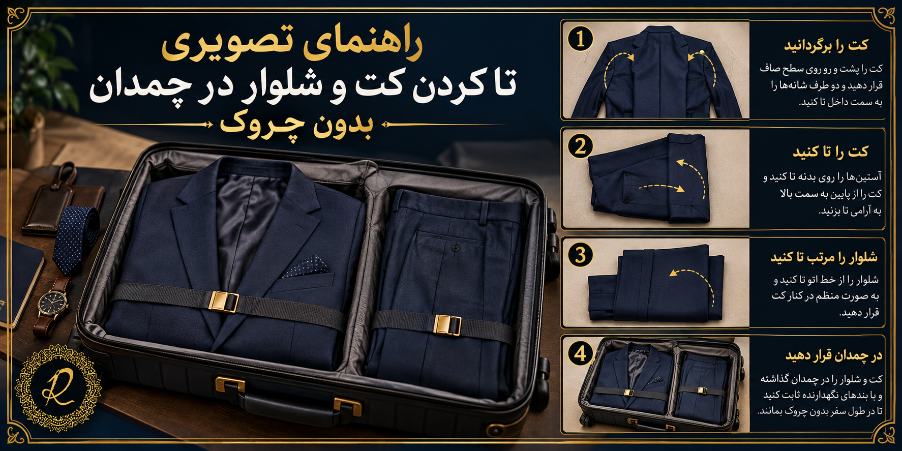 راهنمای تا کردن کت و شلوار در چمدان بدون چروک